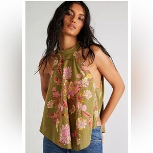 NWT Free People Emily Floral Handkerchief Halter Top
